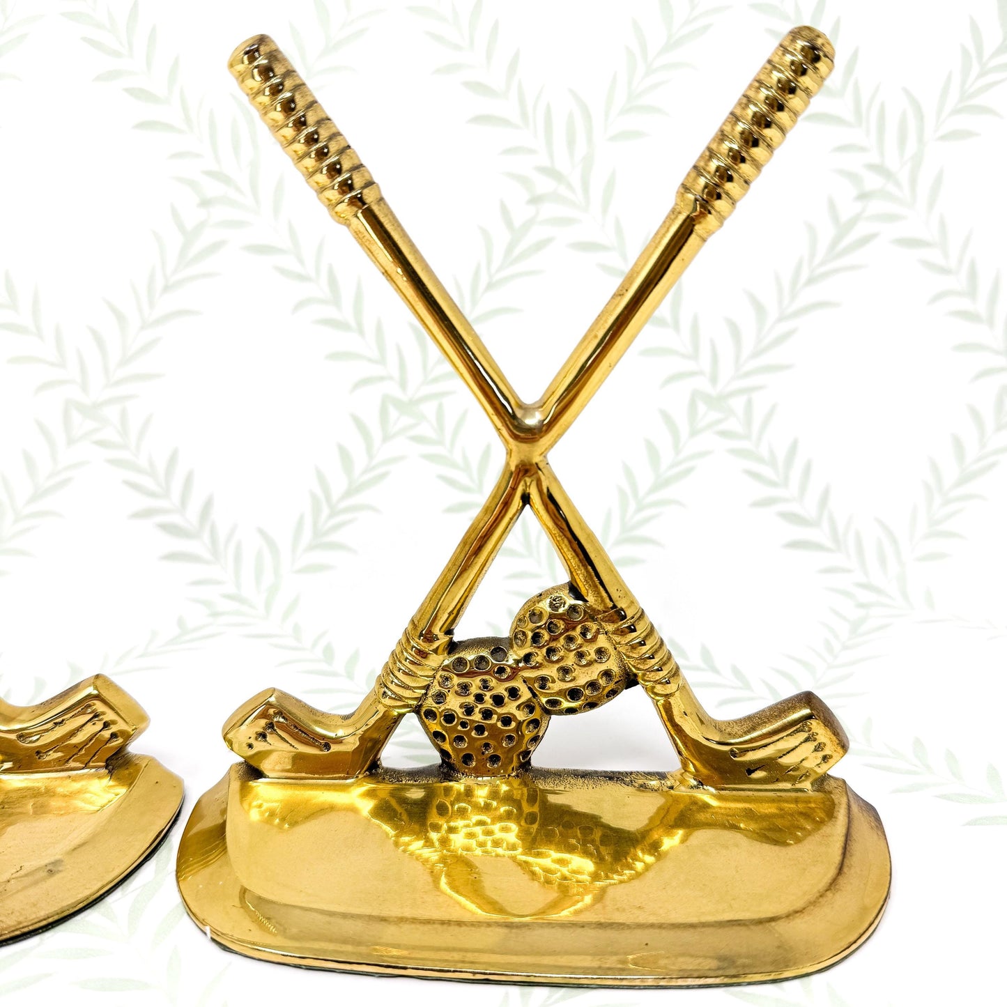 Vintage Brass Bookends, Golf Club