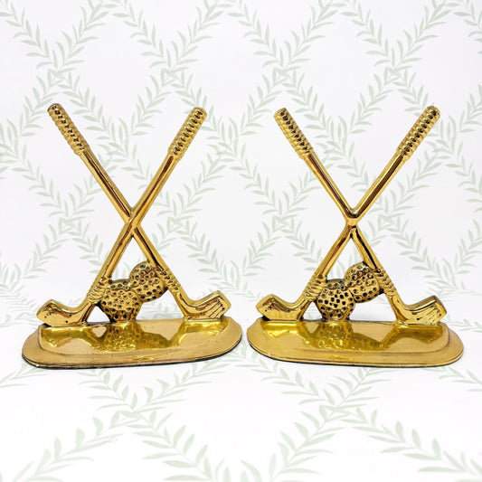 Vintage Brass Bookends, Golf Club