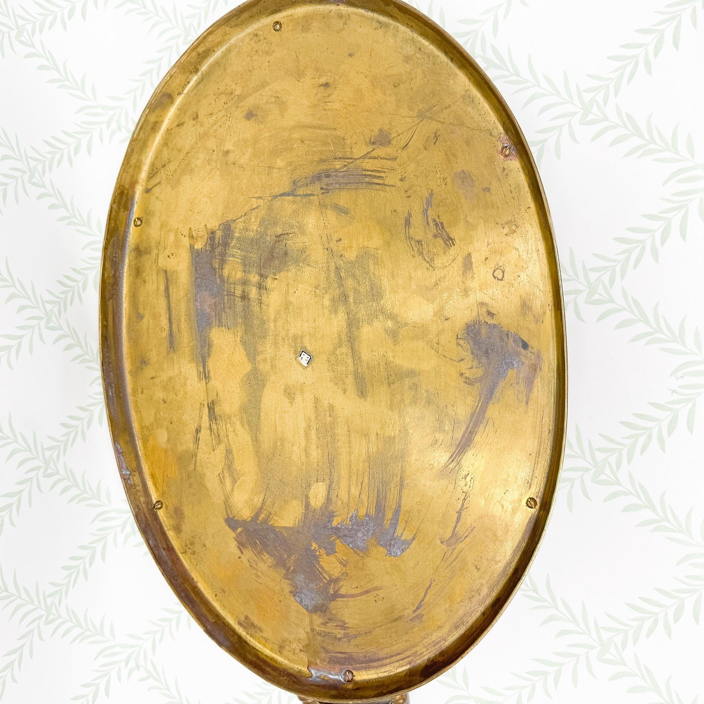Vintage Brass Bamboo Tray, Oval, 19"