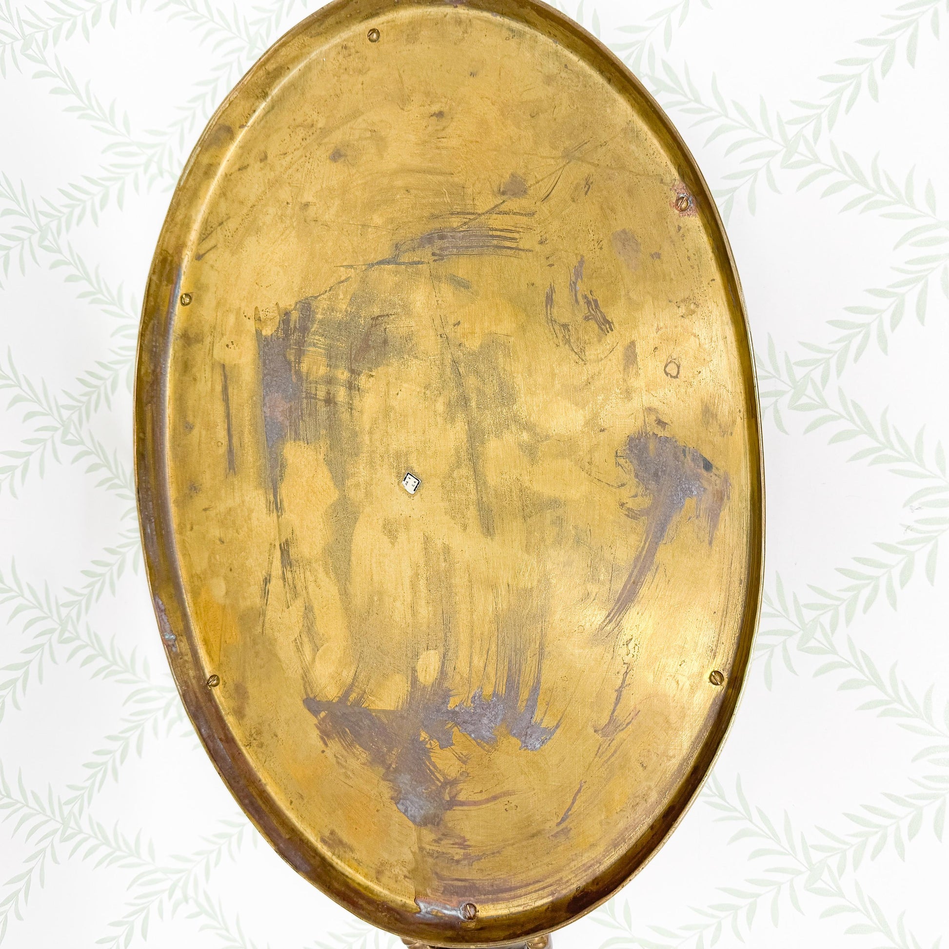 Vintage Brass Bamboo Tray, Oval, 19"