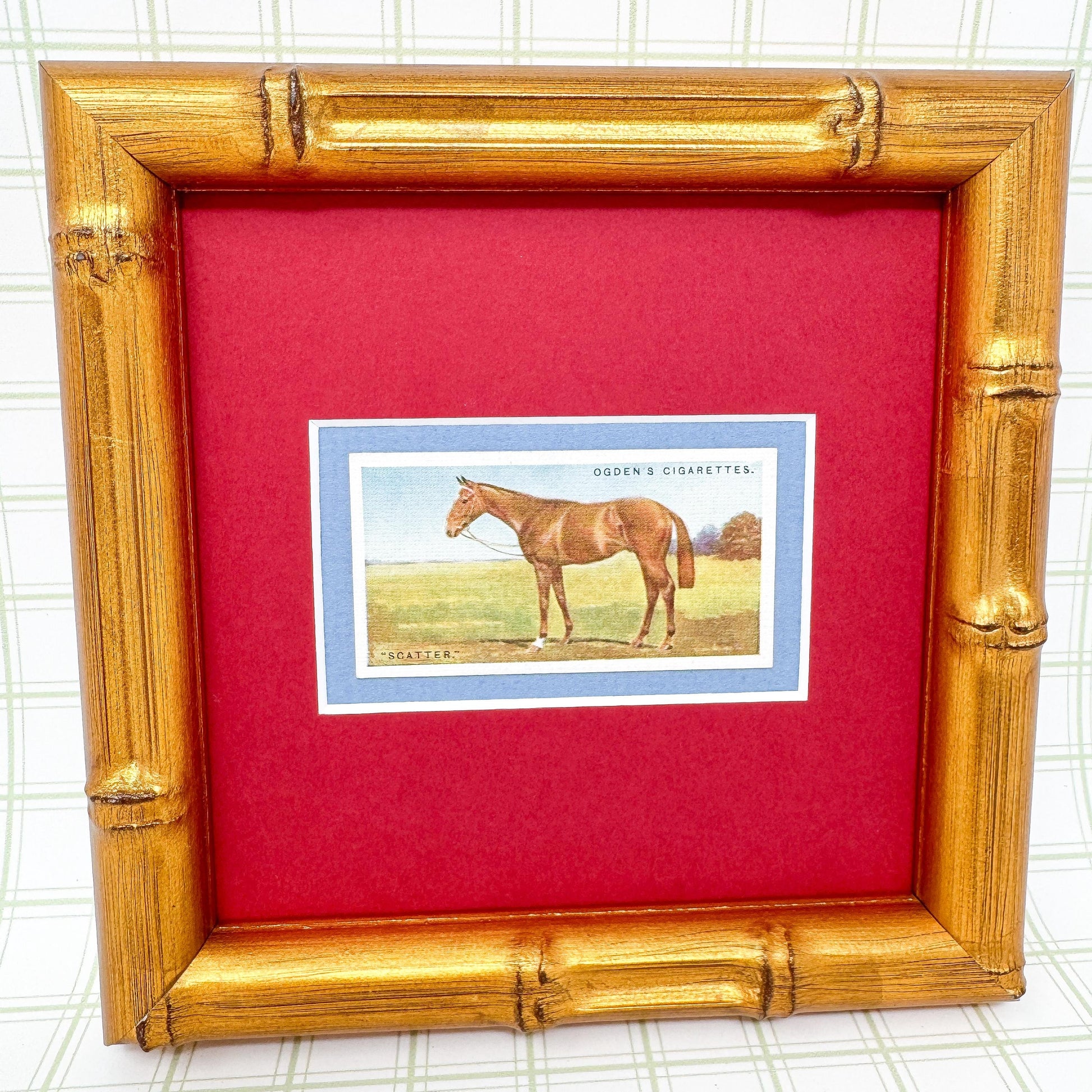 Framed Antique Race Horse Derby Cigarette Card c. 1928, Scatter