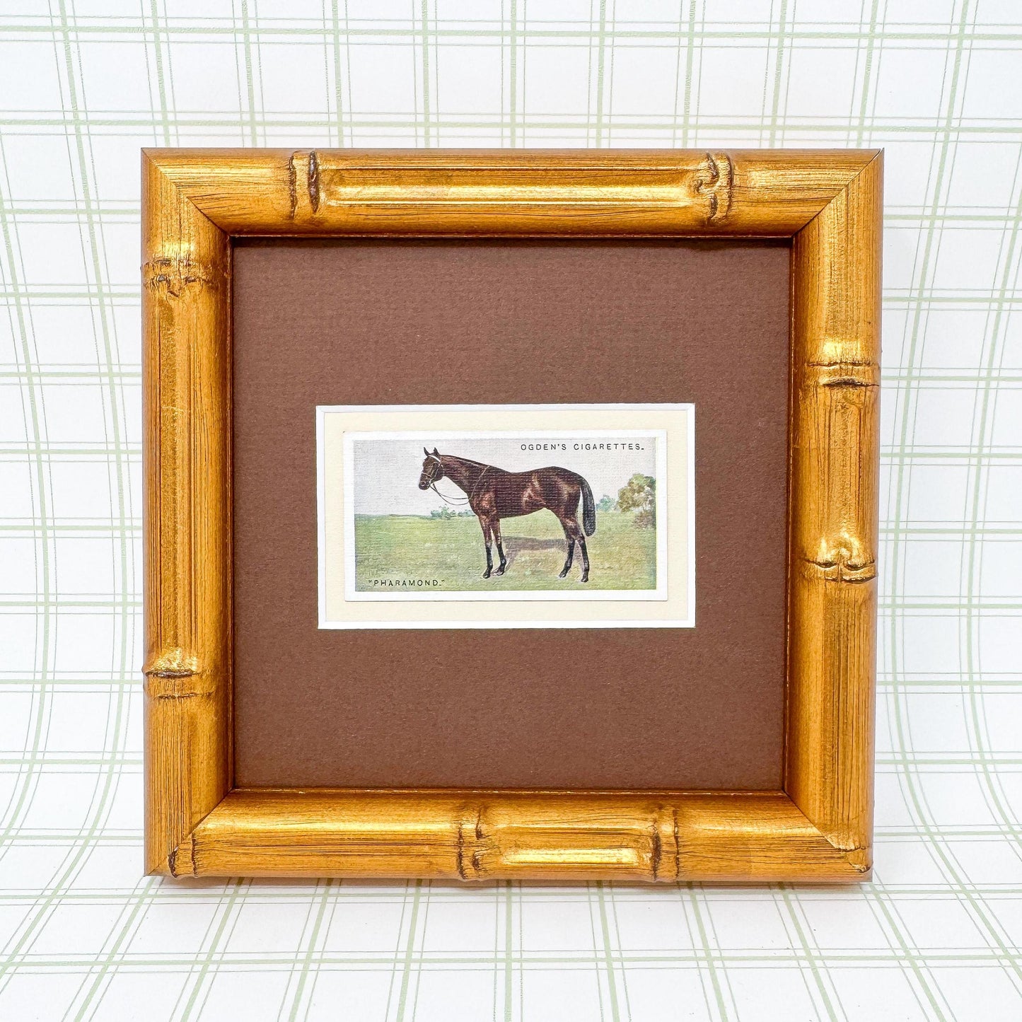Framed Antique Race Horse Derby Cigarette Card c. 1928, Pharamond