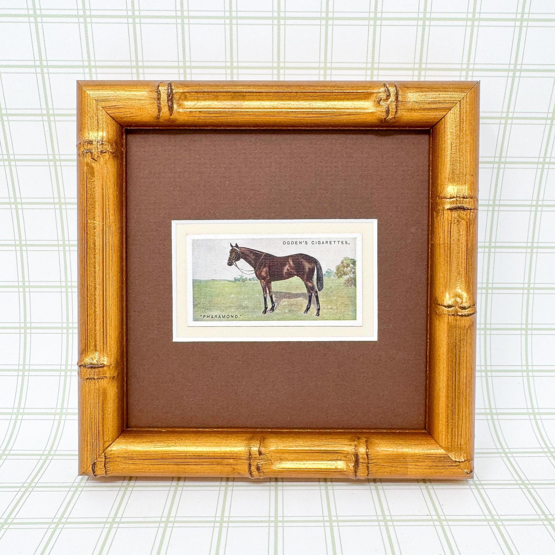 Framed Antique Race Horse Derby Cigarette Card c. 1928, Pharamond