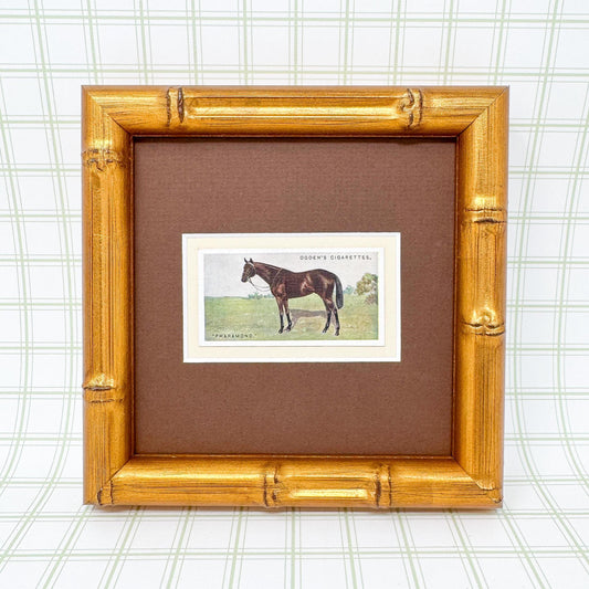 Framed Antique Race Horse Derby Cigarette Card c. 1928, Pharamond