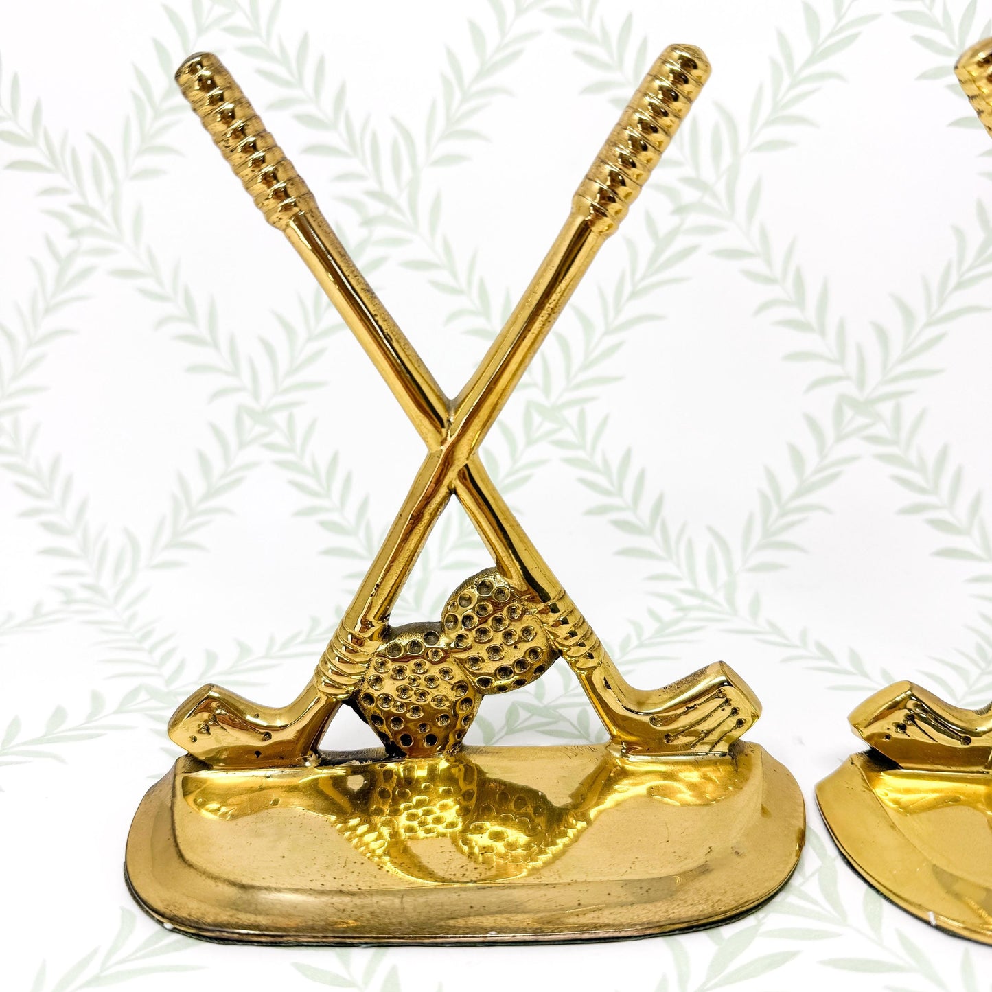 Vintage Brass Bookends, Golf Club