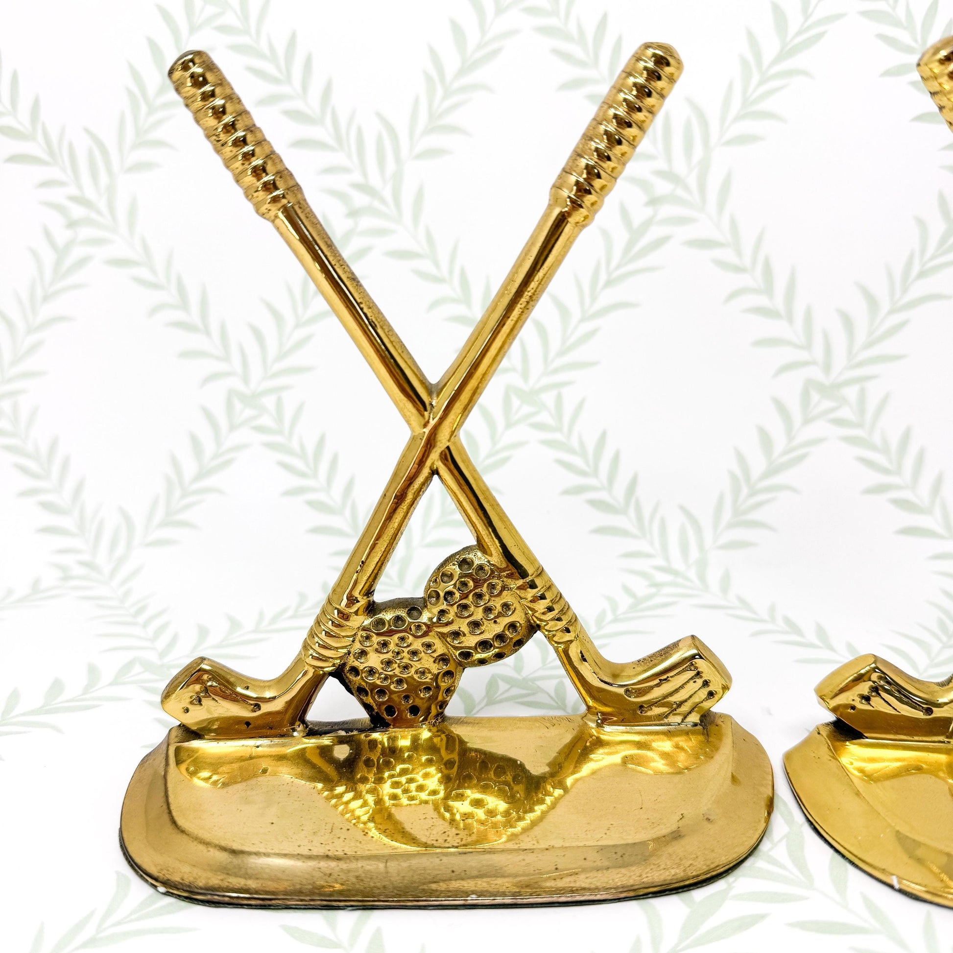 Vintage Brass Bookends, Golf Club
