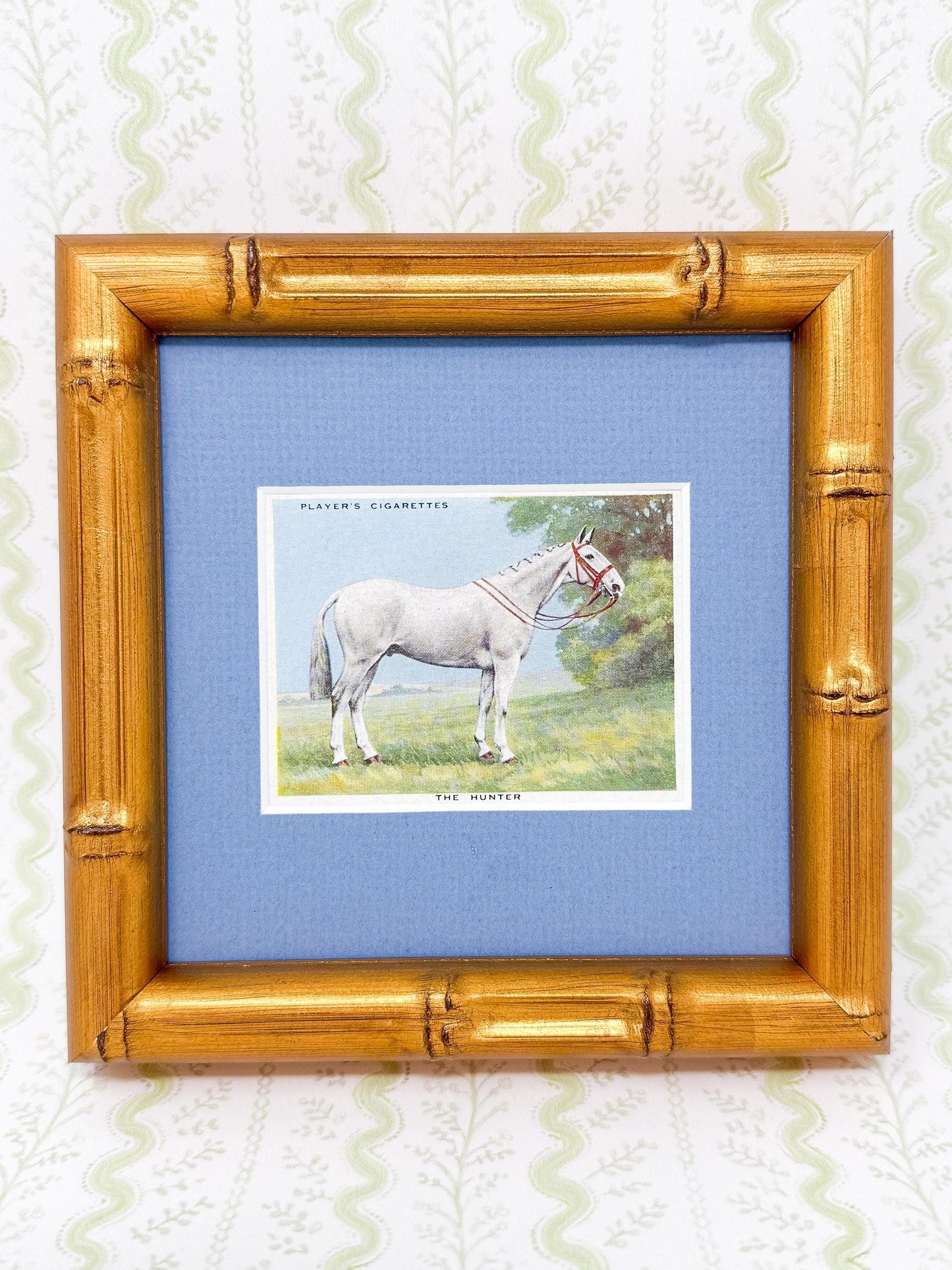 Framed Antique Horse Cigarette Card c. 1939, Hunter