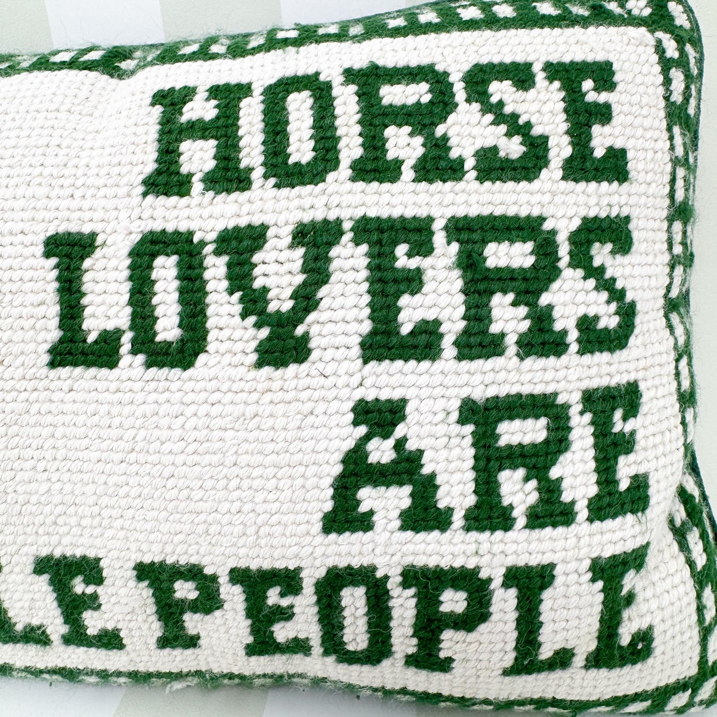 Vintage Needlepoint Pillow, Horse Lovers Are Stable People