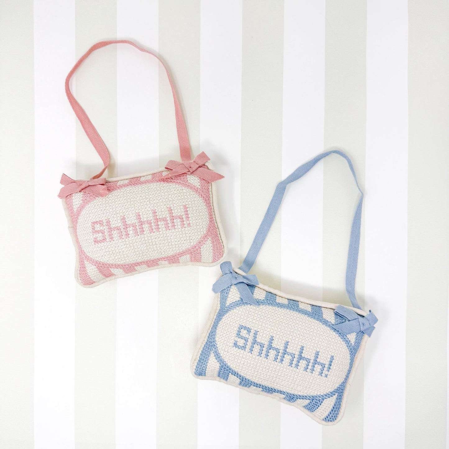 Shhhh Baby Embroidered Door Hanger Pillow
