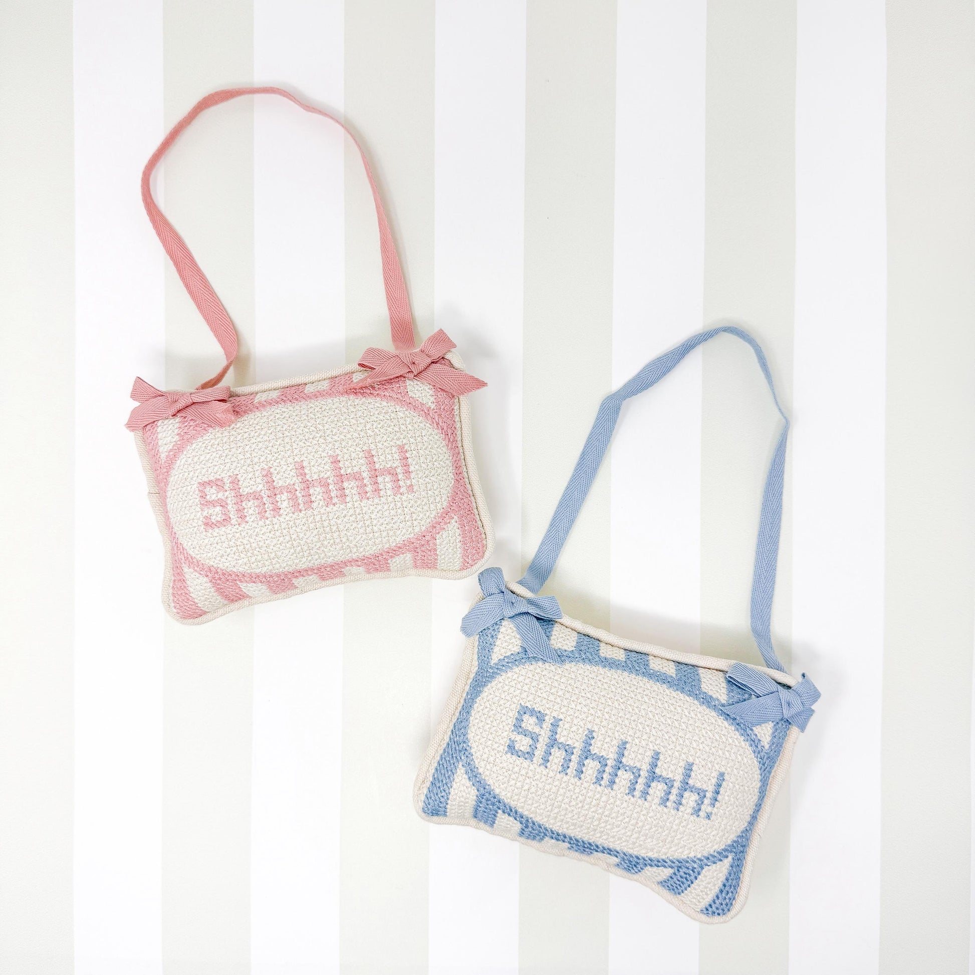 Shhhh Baby Embroidered Door Hanger Pillow