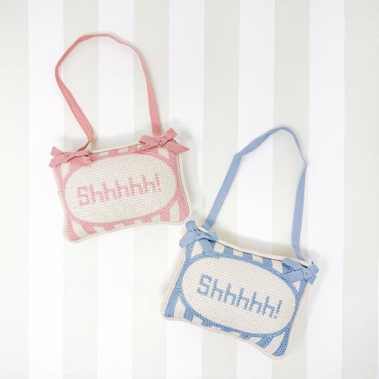 Shhhh Baby Embroidered Door Hanger Pillow