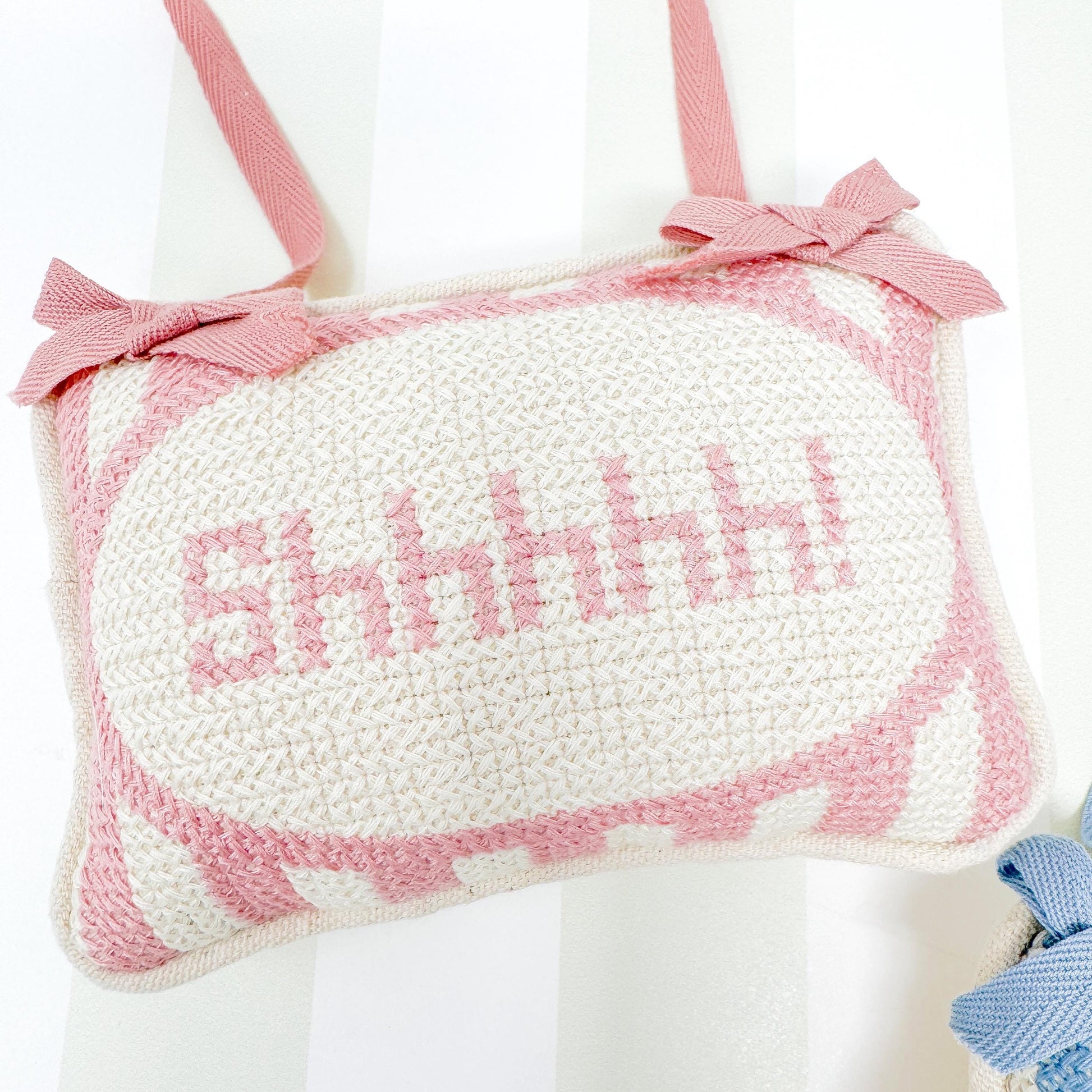 Shhhh Baby Embroidered Door Hanger Pillow