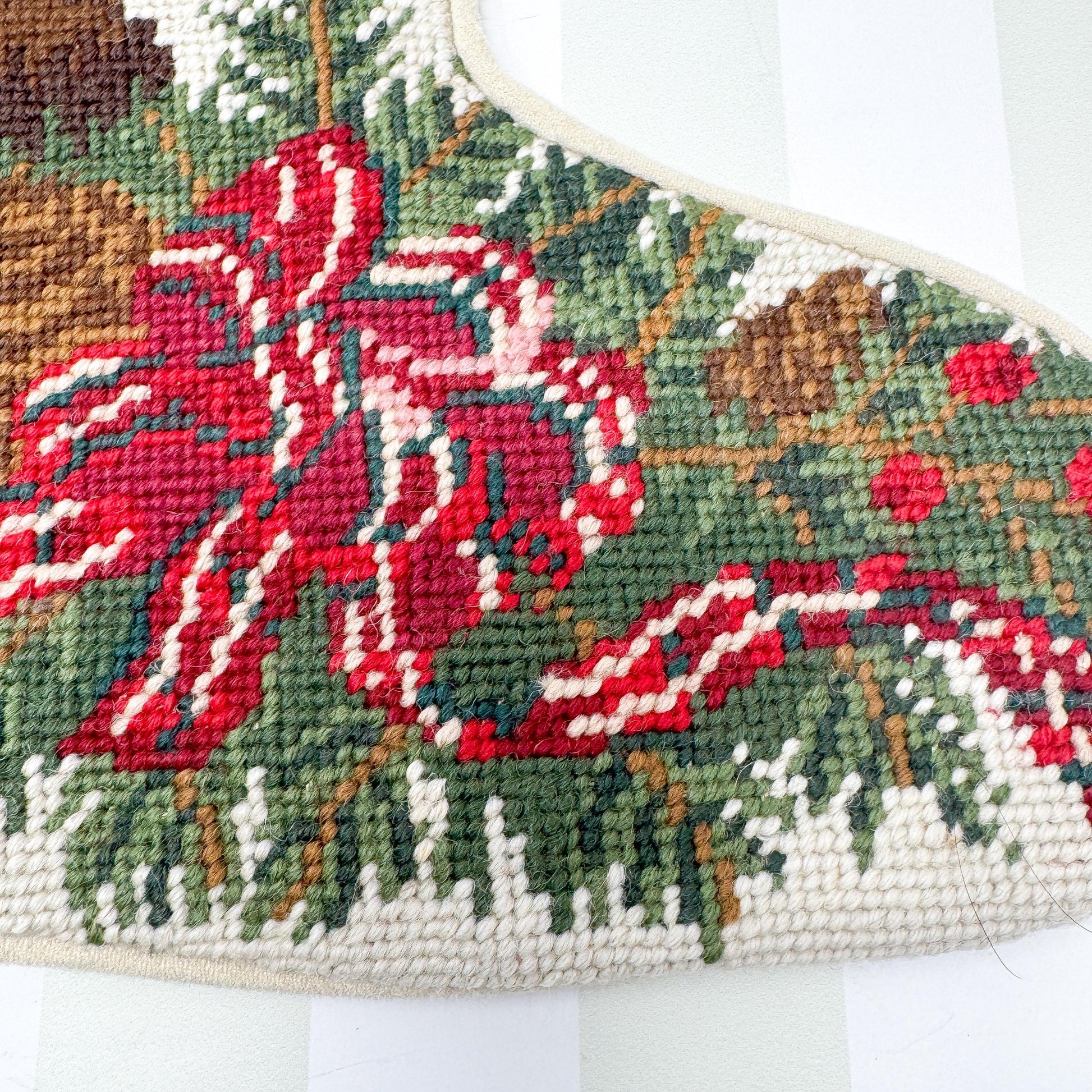 Vintage Needlepoint Dog Christmas Stocking, Chocolate Labrador Retriever