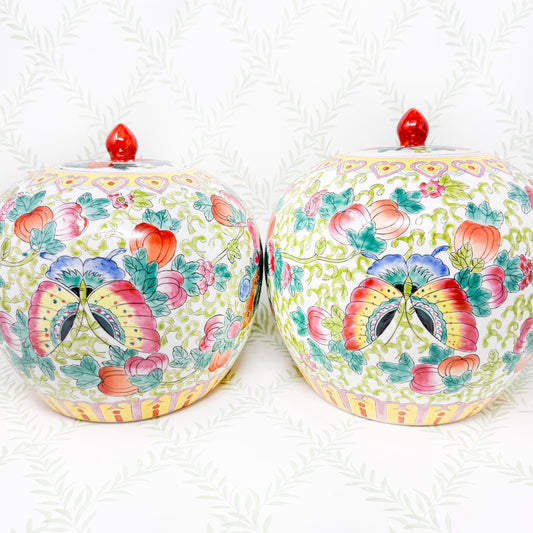 Vintage Chinese Famille Rose Porcelain Jars