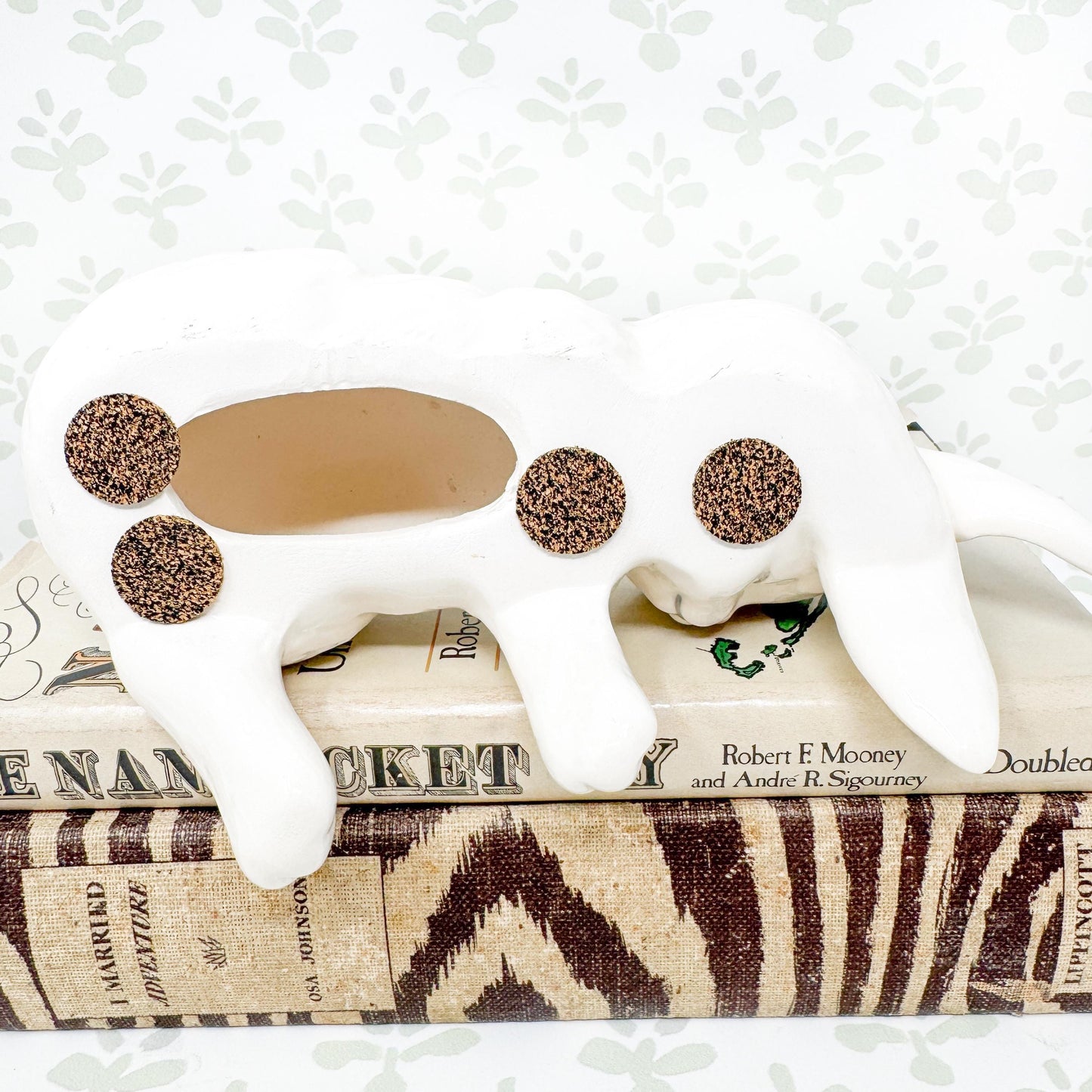 Vintage Sleeping Bunny Rabbit Figurine - Book Stack Topper