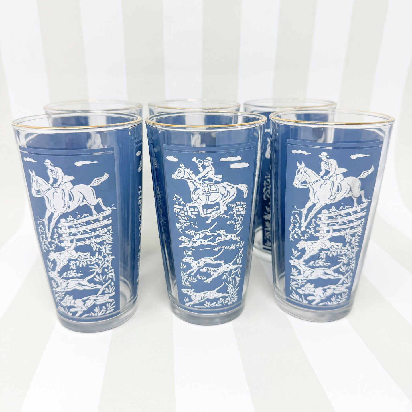 Vintage Hazel Atlas Fox Hunt Highball Glasses