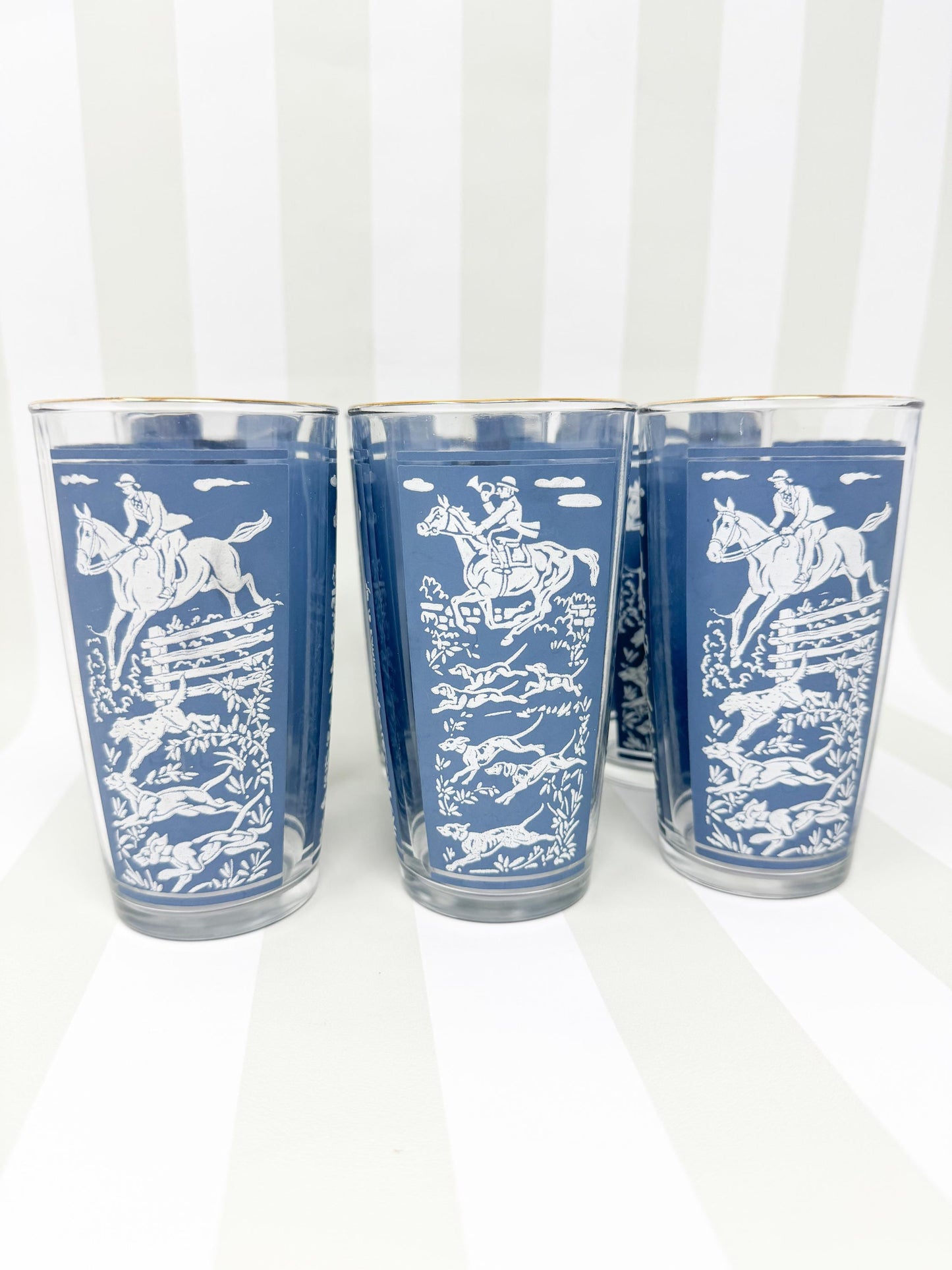 Vintage Hazel Atlas Fox Hunt Highball Glasses