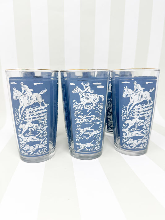 Vintage Hazel Atlas Fox Hunt Highball Glasses