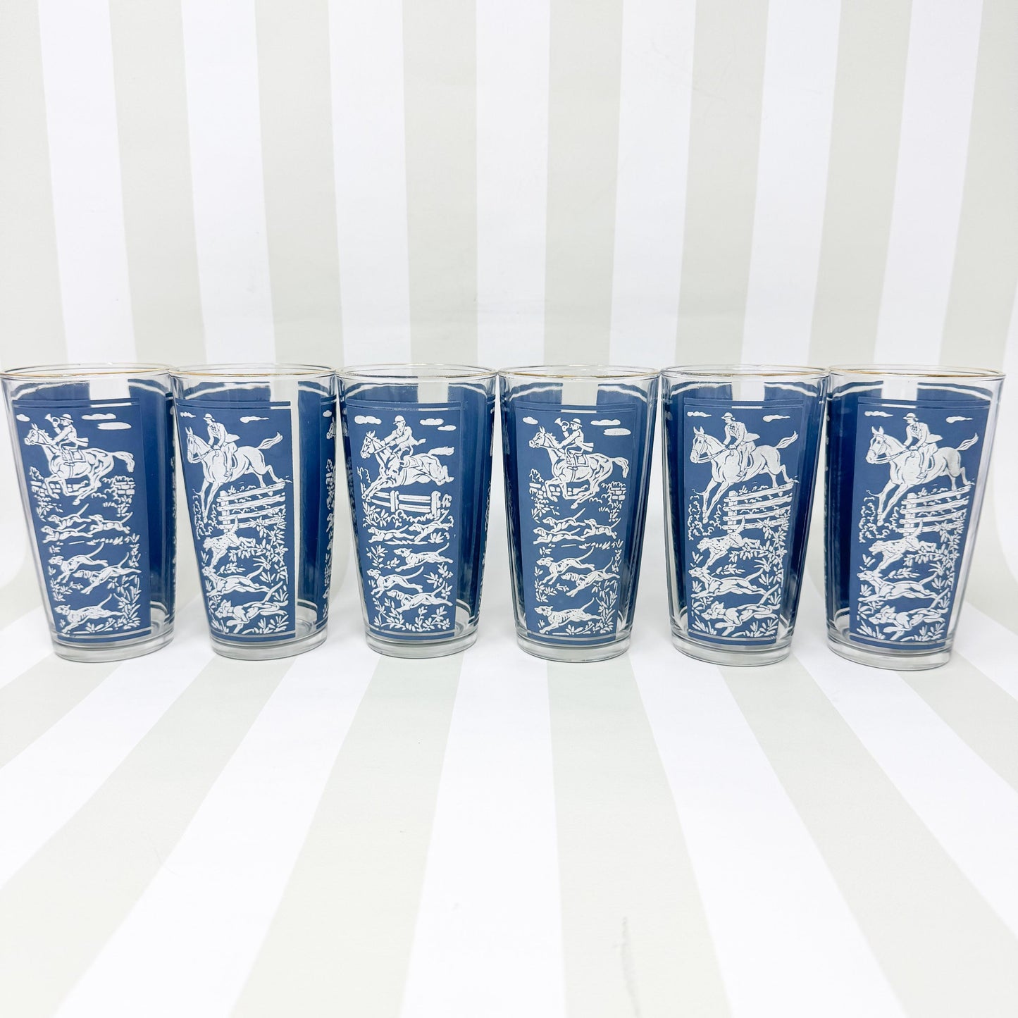Vintage Hazel Atlas Fox Hunt Highball Glasses