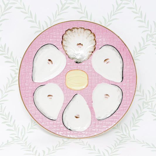 Rare Antique Pink Royal Bonn Oyster Plate c. 1870