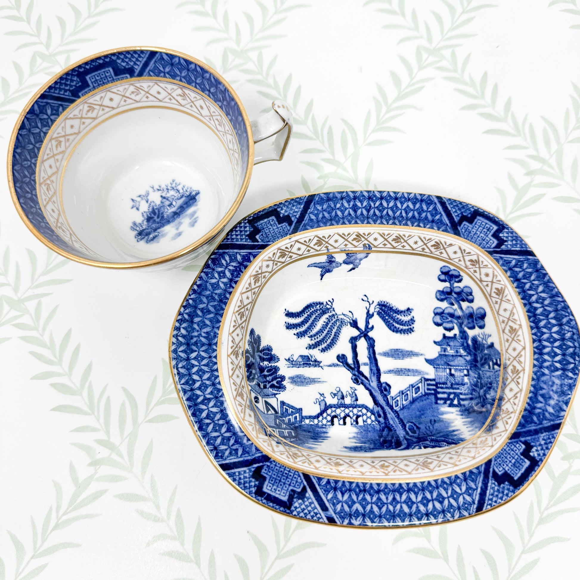 Antique Booth's Real Old Willow China, Teacup and Saucer