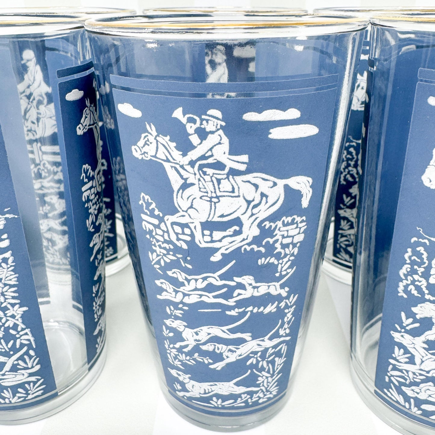 Vintage Hazel Atlas Fox Hunt Highball Glasses