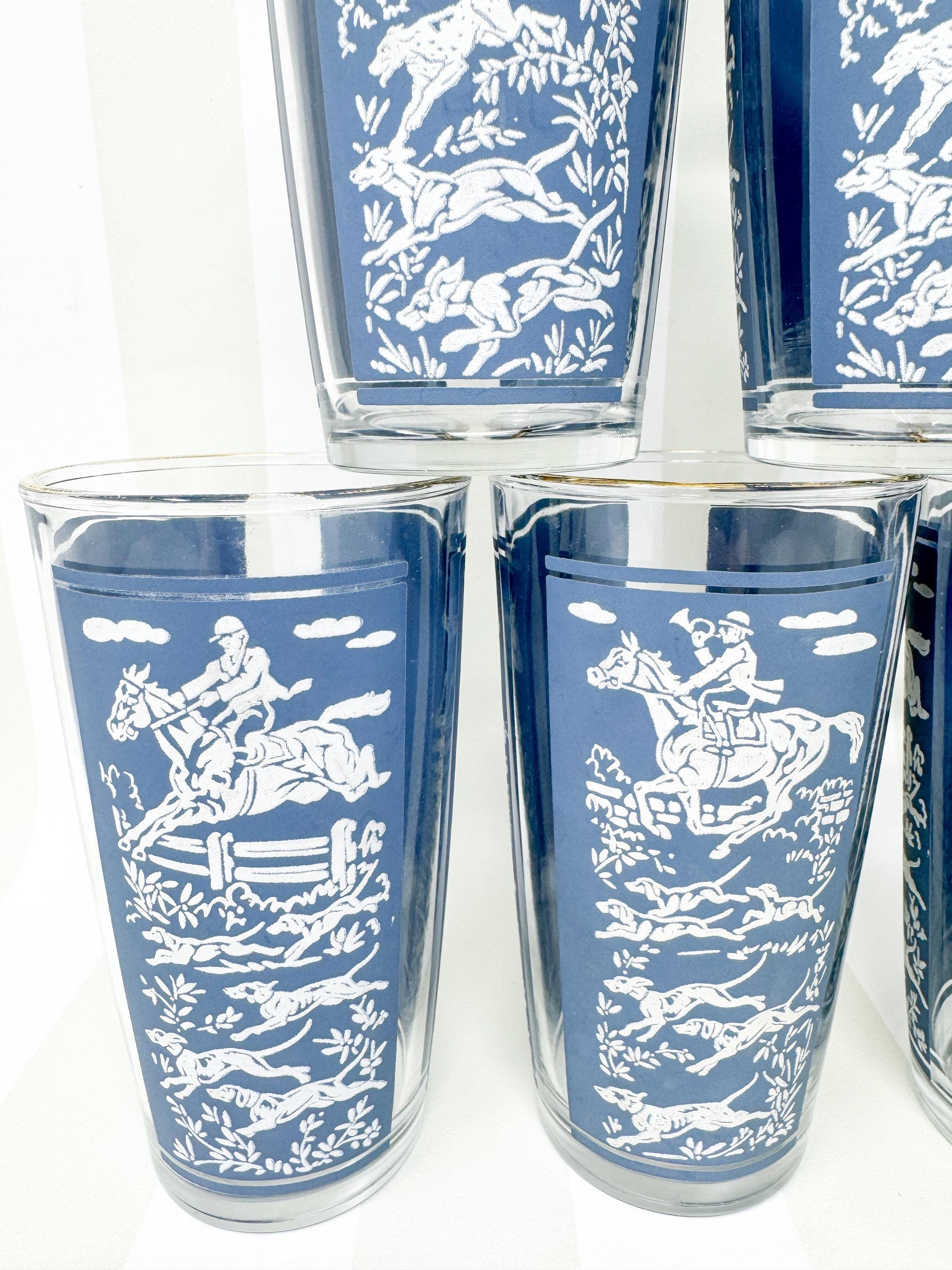 Vintage Hazel Atlas Fox Hunt Highball Glasses