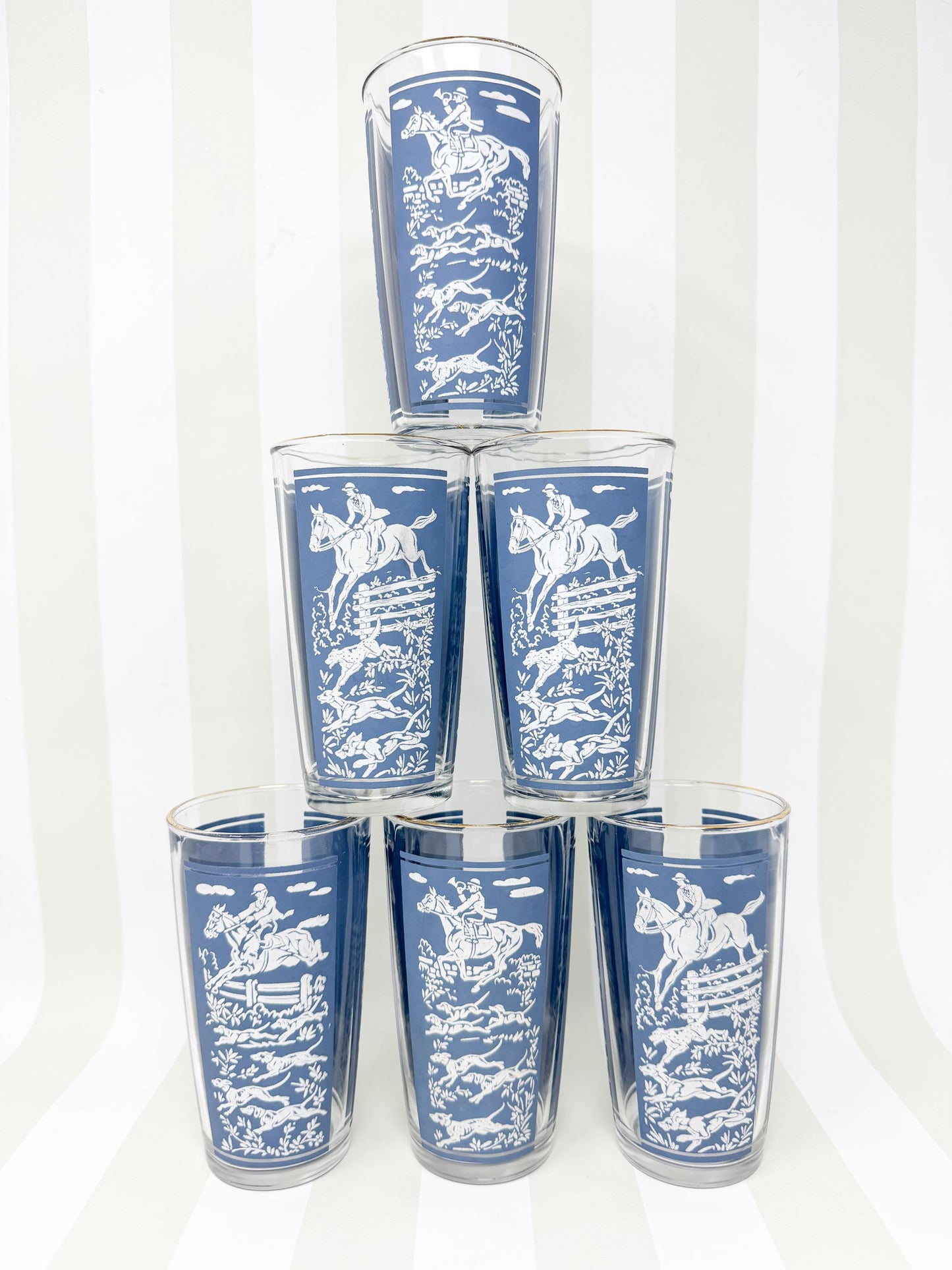Vintage Hazel Atlas Fox Hunt Highball Glasses