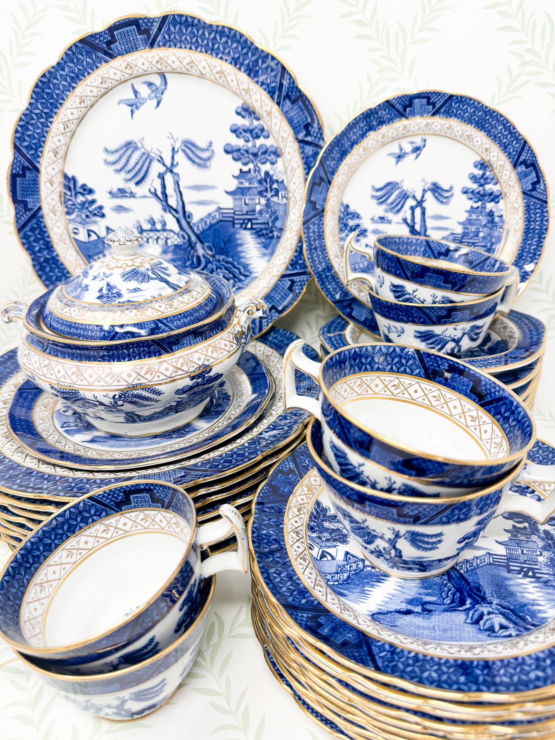Antique Booth's Real Old Willow China, Teacup and Saucer