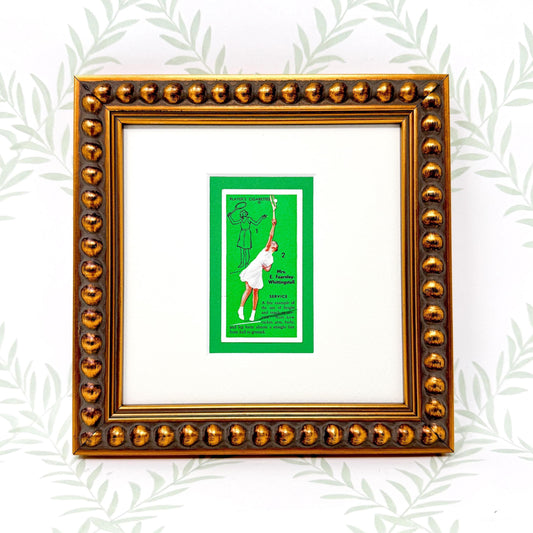 Framed Vintage Tennis Cigarette Card, c. 1936, "Service"