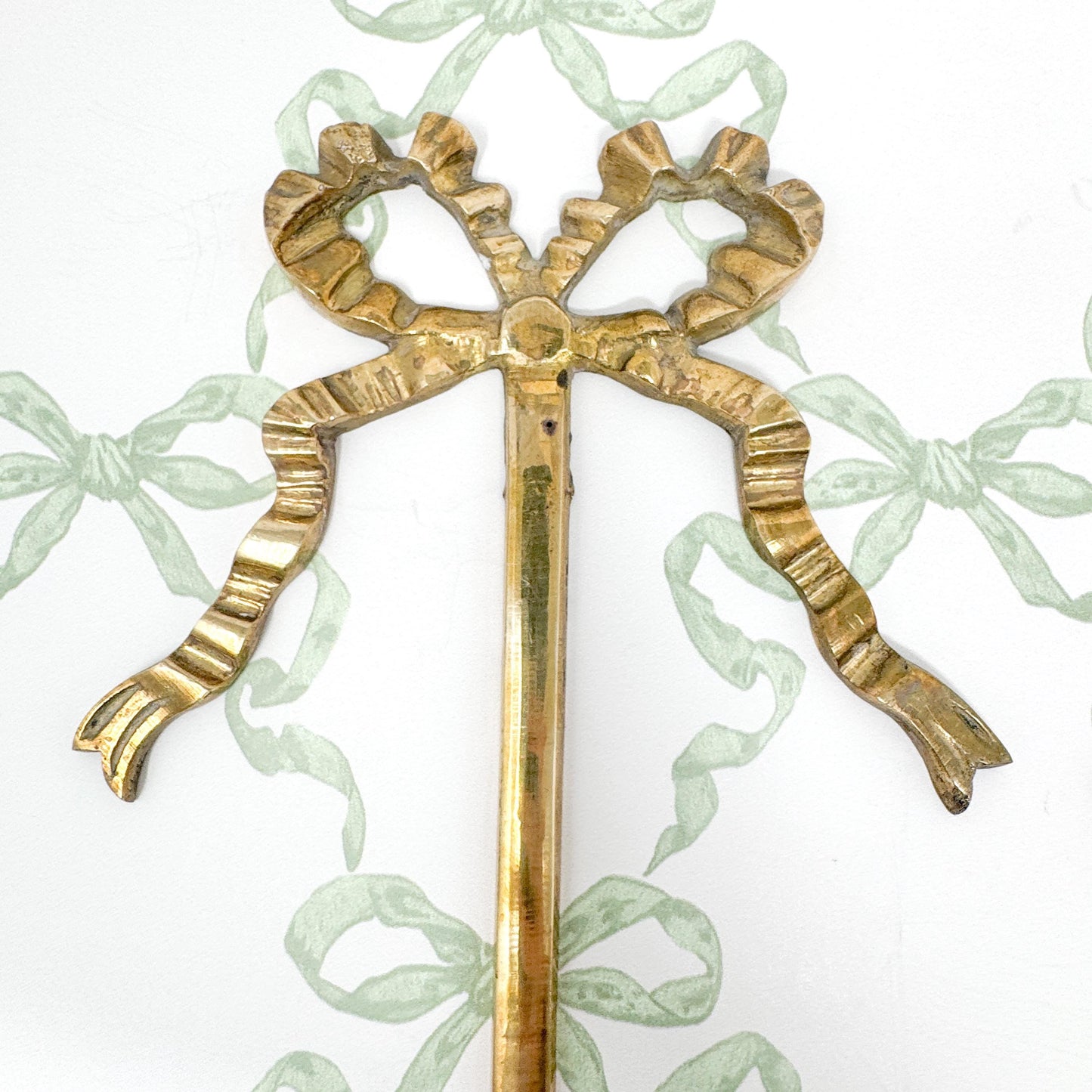 Pair of 20" Vintage Brass Bow Wall Candle Sconces