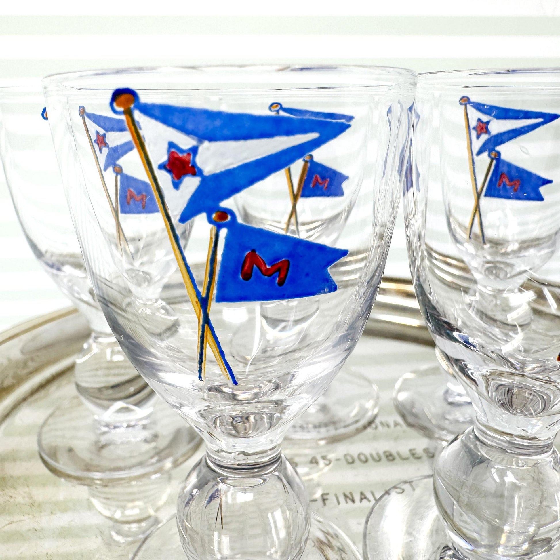 Vintage Chicago Yacht Club x Mackinac Island Cordial Glasses, Set of 5