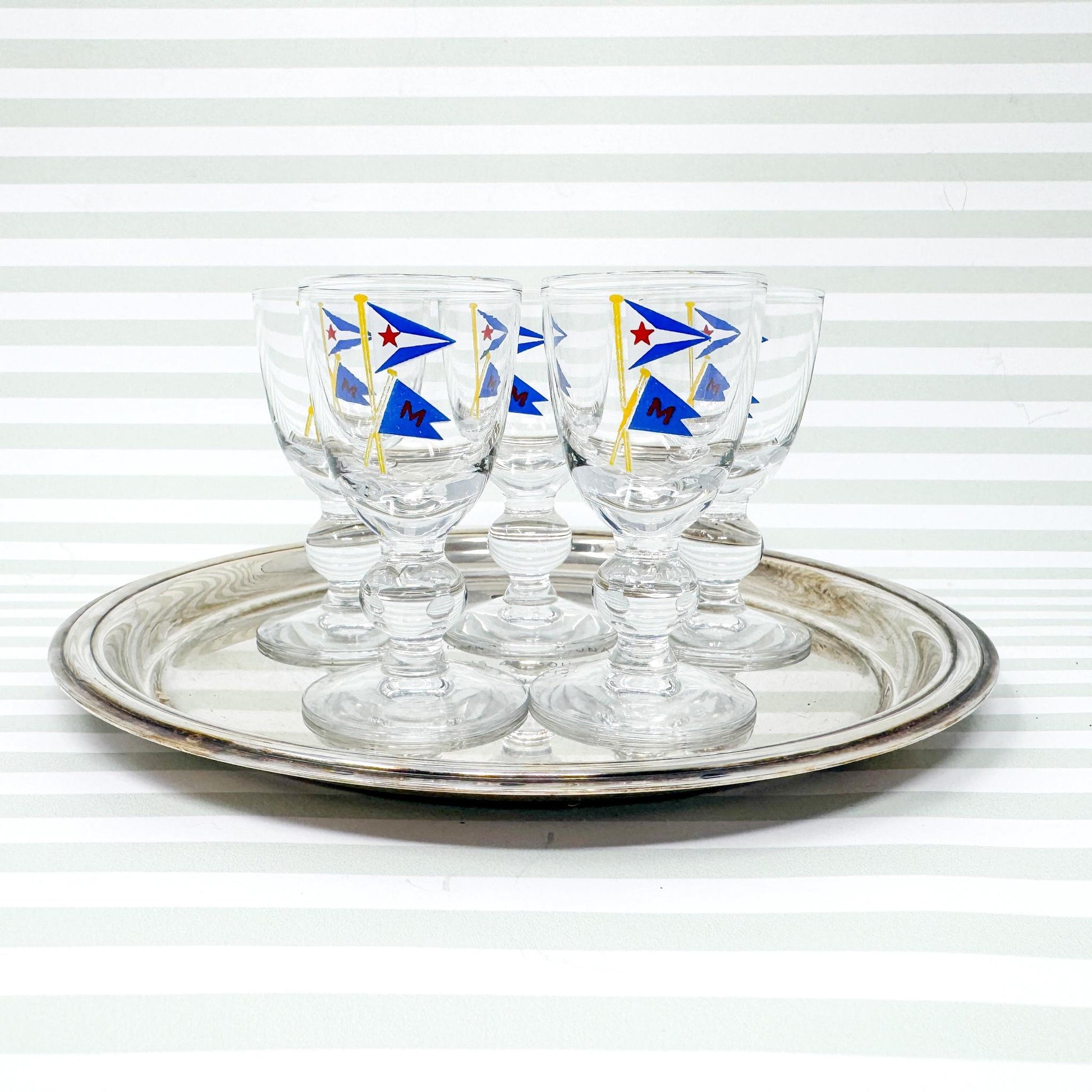 Vintage Chicago Yacht Club x Mackinac Island Cordial Glasses, Set of 5