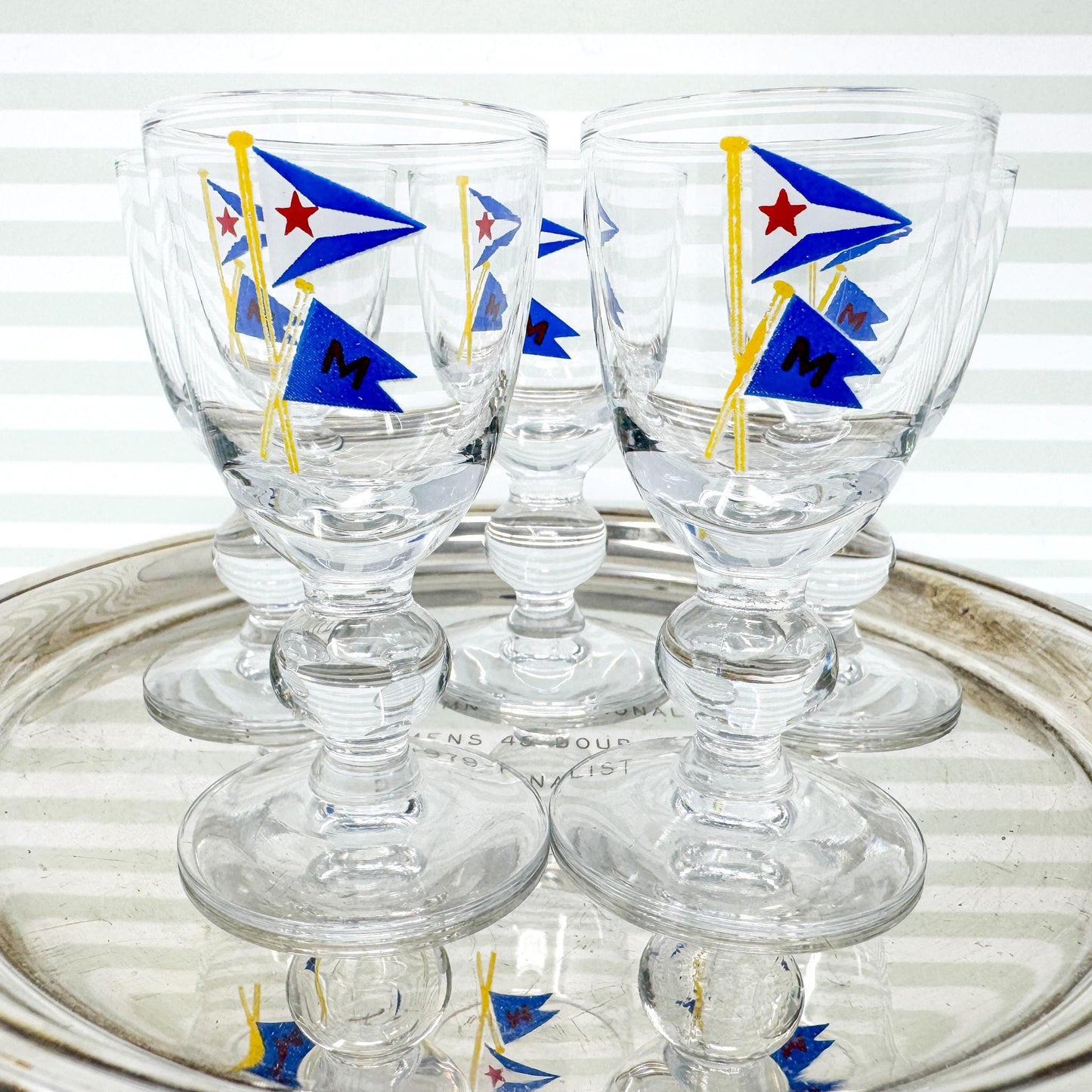 Vintage Chicago Yacht Club x Mackinac Island Cordial Glasses, Set of 5