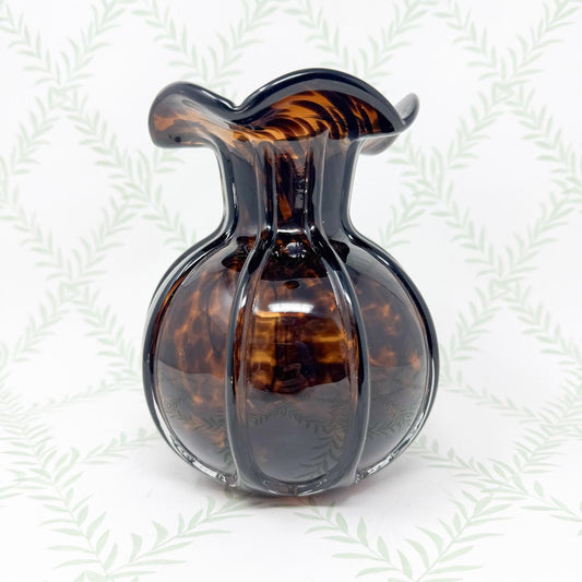 Glass Tortoiseshell Pattern Ruffle Vase