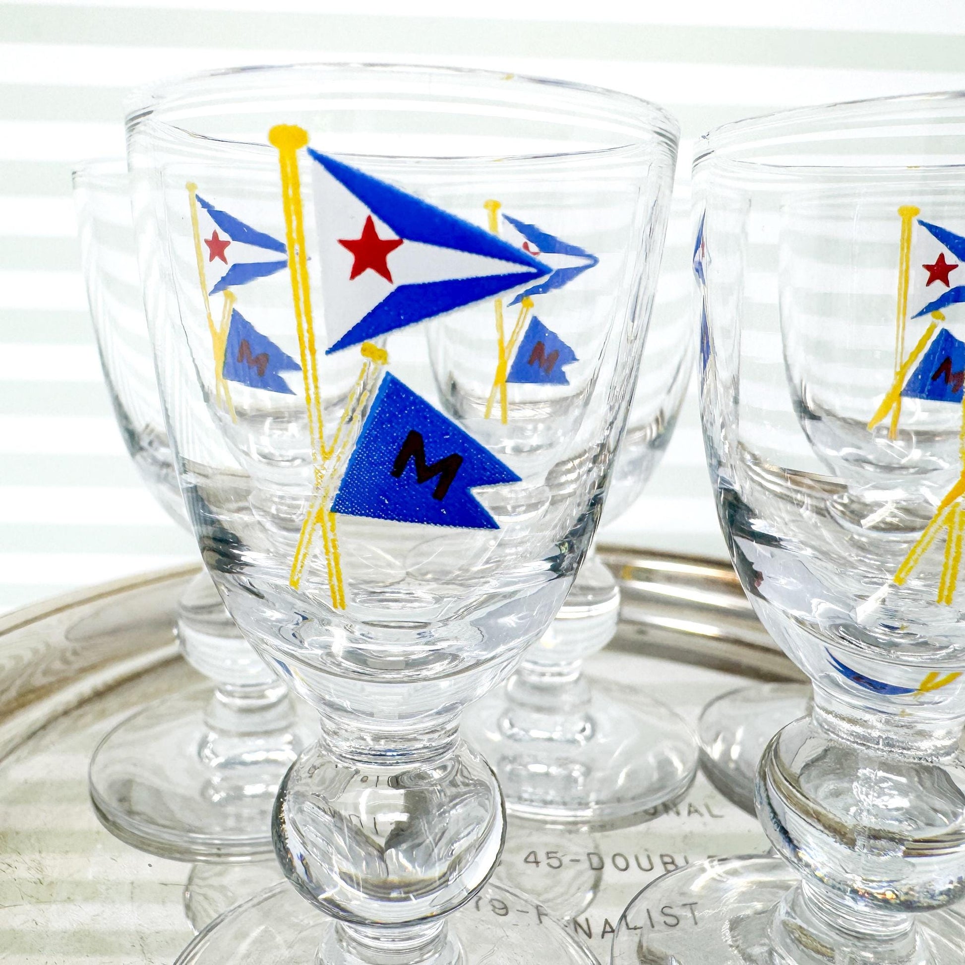 Vintage Chicago Yacht Club x Mackinac Island Cordial Glasses, Set of 5