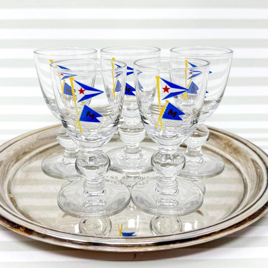 Vintage Chicago Yacht Club x Mackinac Island Cordial Glasses, Set of 5