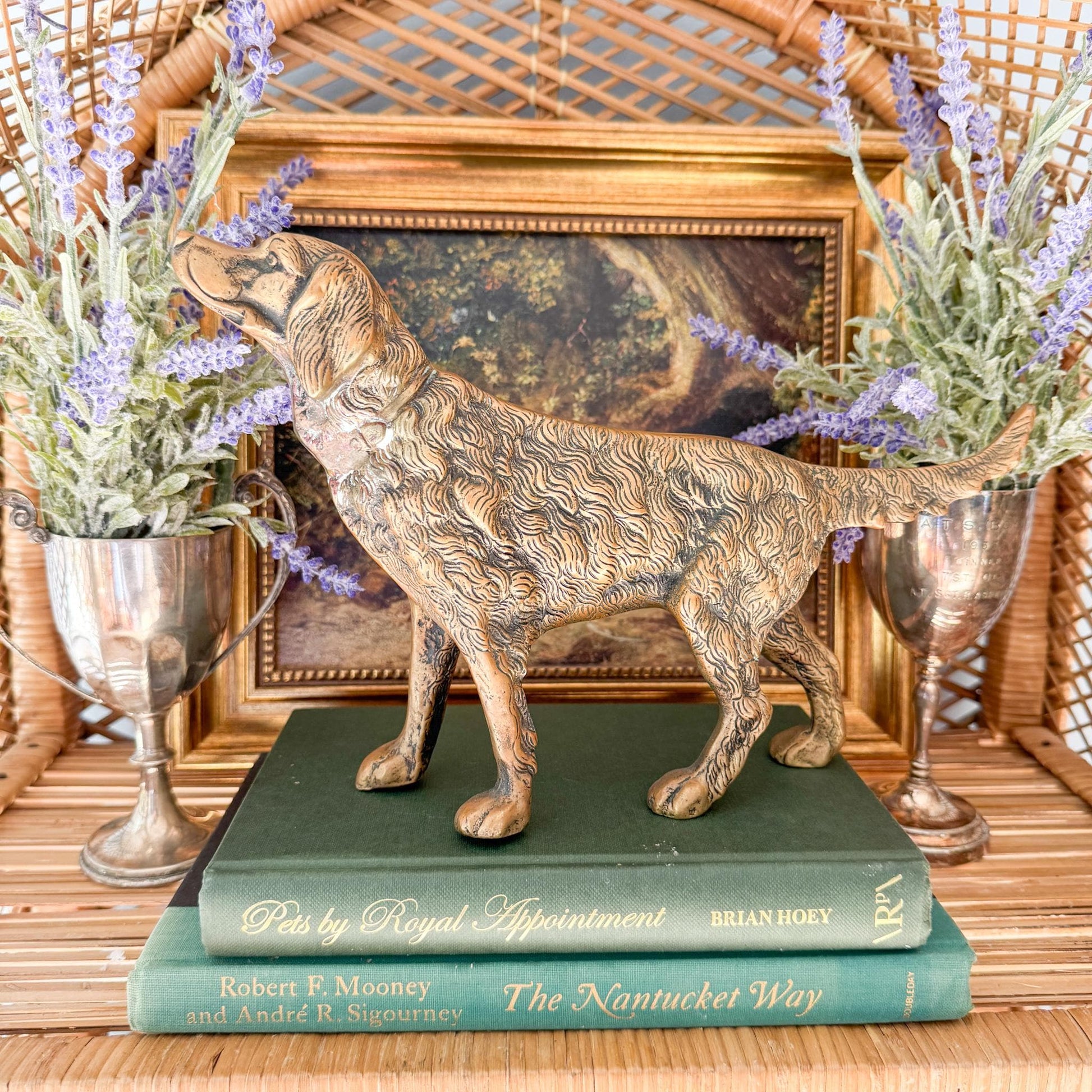 Vintage Large Brass Spaniel Dog Figurine