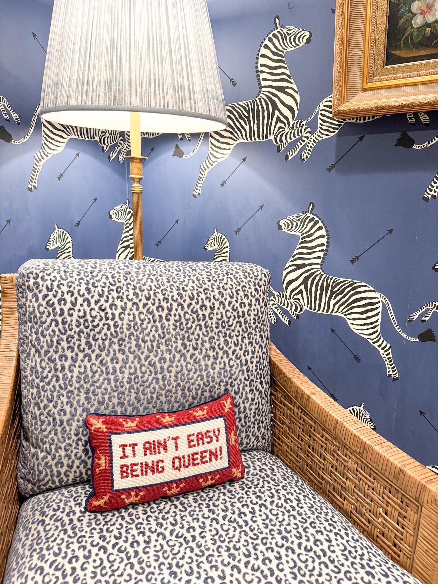 Vintage Needlepoint Pillow, It Ain't Easy Being Queen