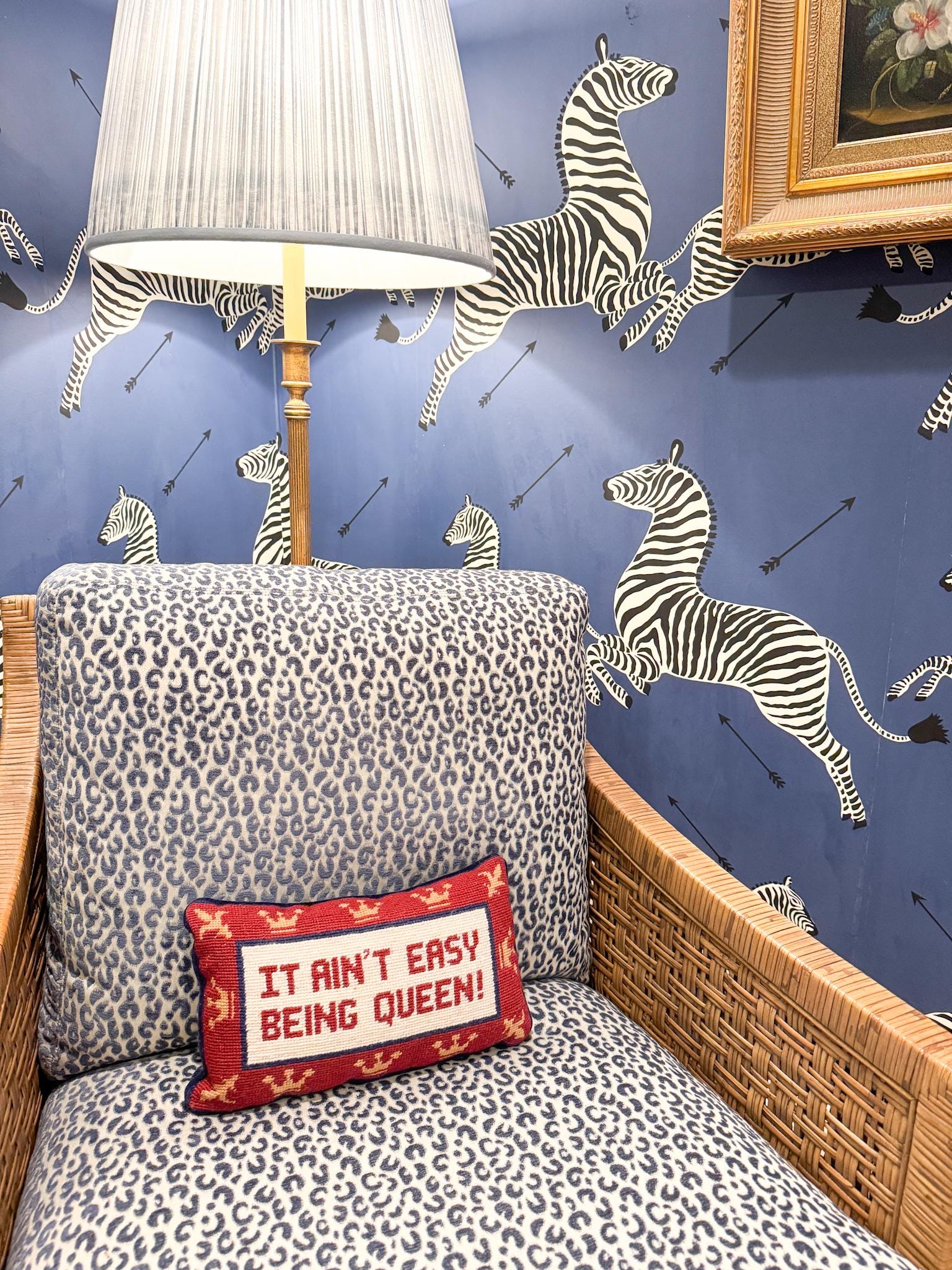 Vintage Needlepoint Pillow, It Ain't Easy Being Queen