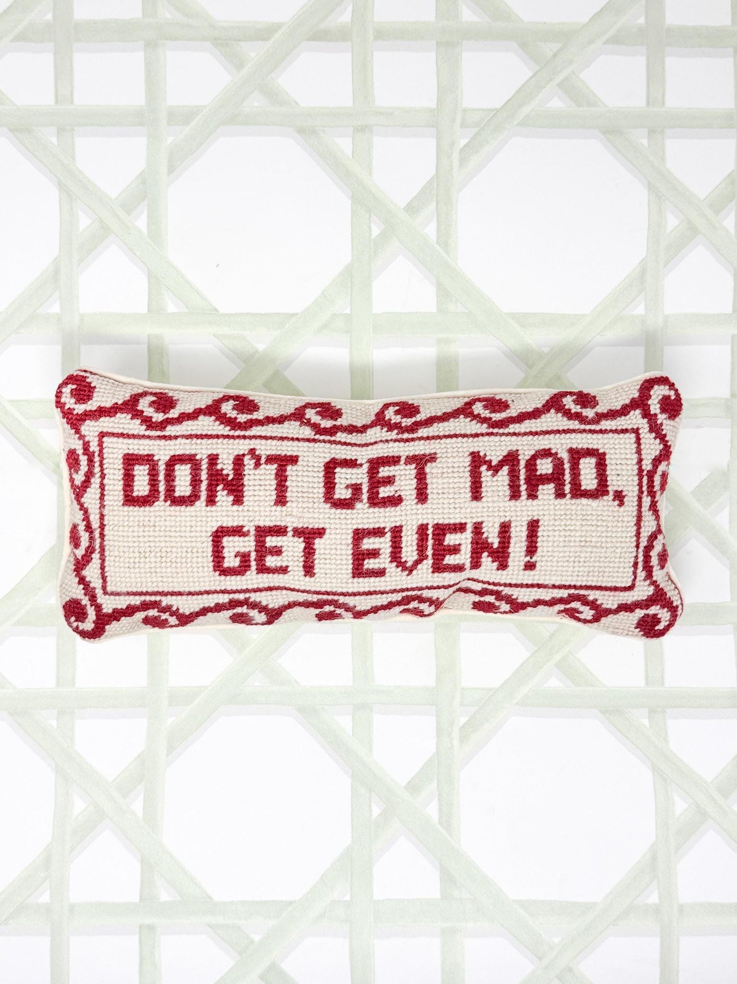 Vintage Needlepoint Pillow, Don't Get Mad Get Even