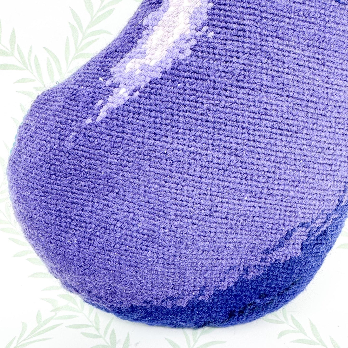 Vintage Vegetable Shaped Needlepoint Pillow, Eggplant