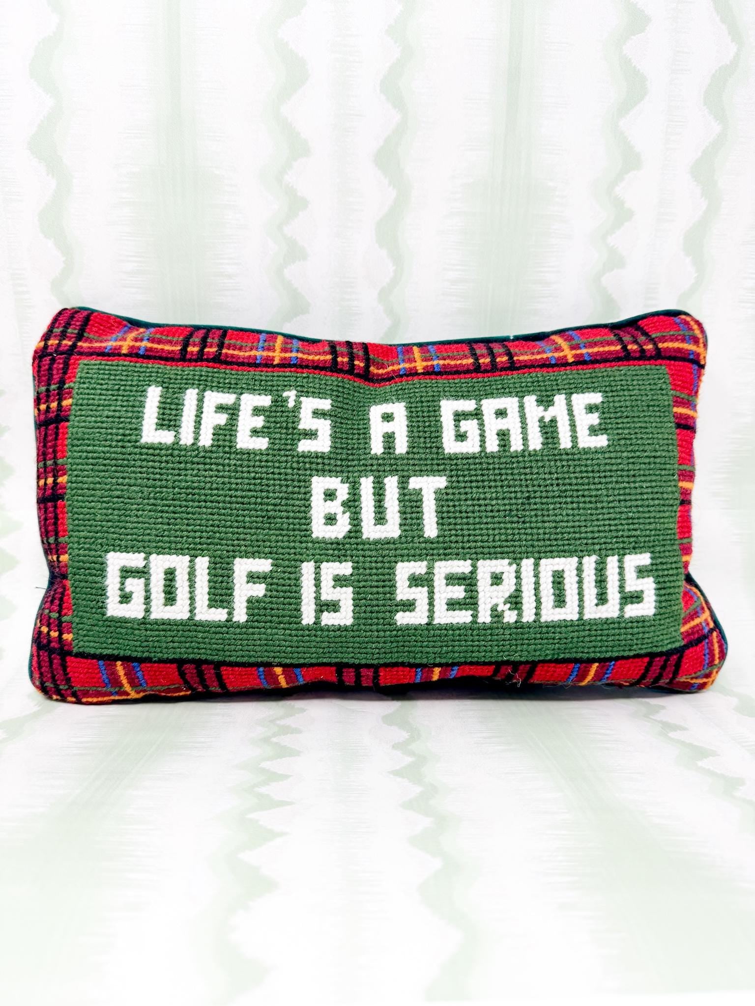 Vintage Needlepoint Pillow, Life's A Game But Golf Is Serious