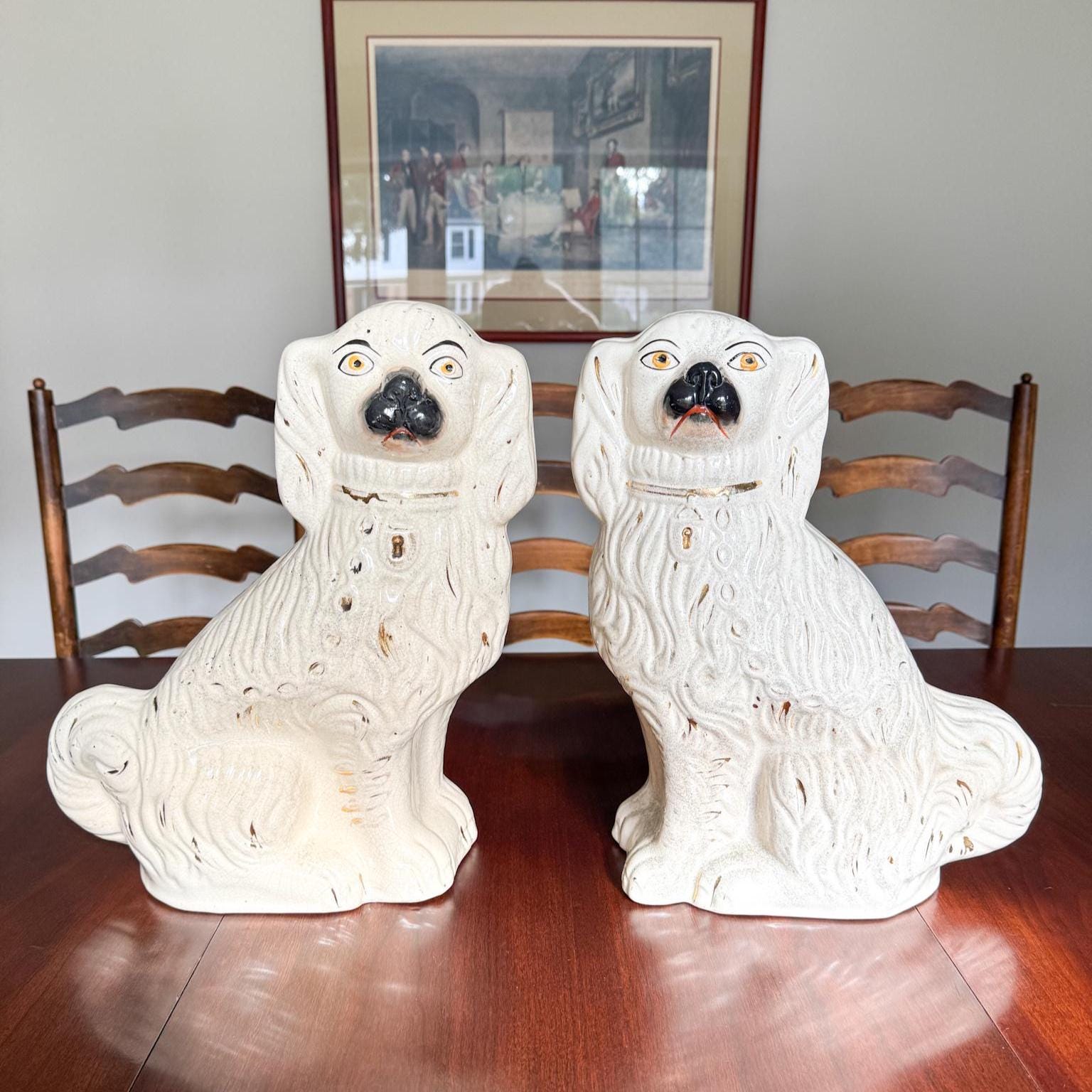 Antique 15" Staffordshire Dog Pair