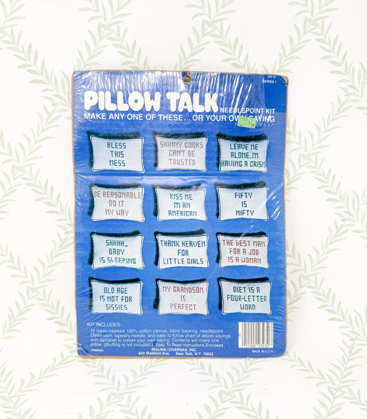 Vintage Cheeky Needlepoint Pillow Kit, "Pillow Talk"