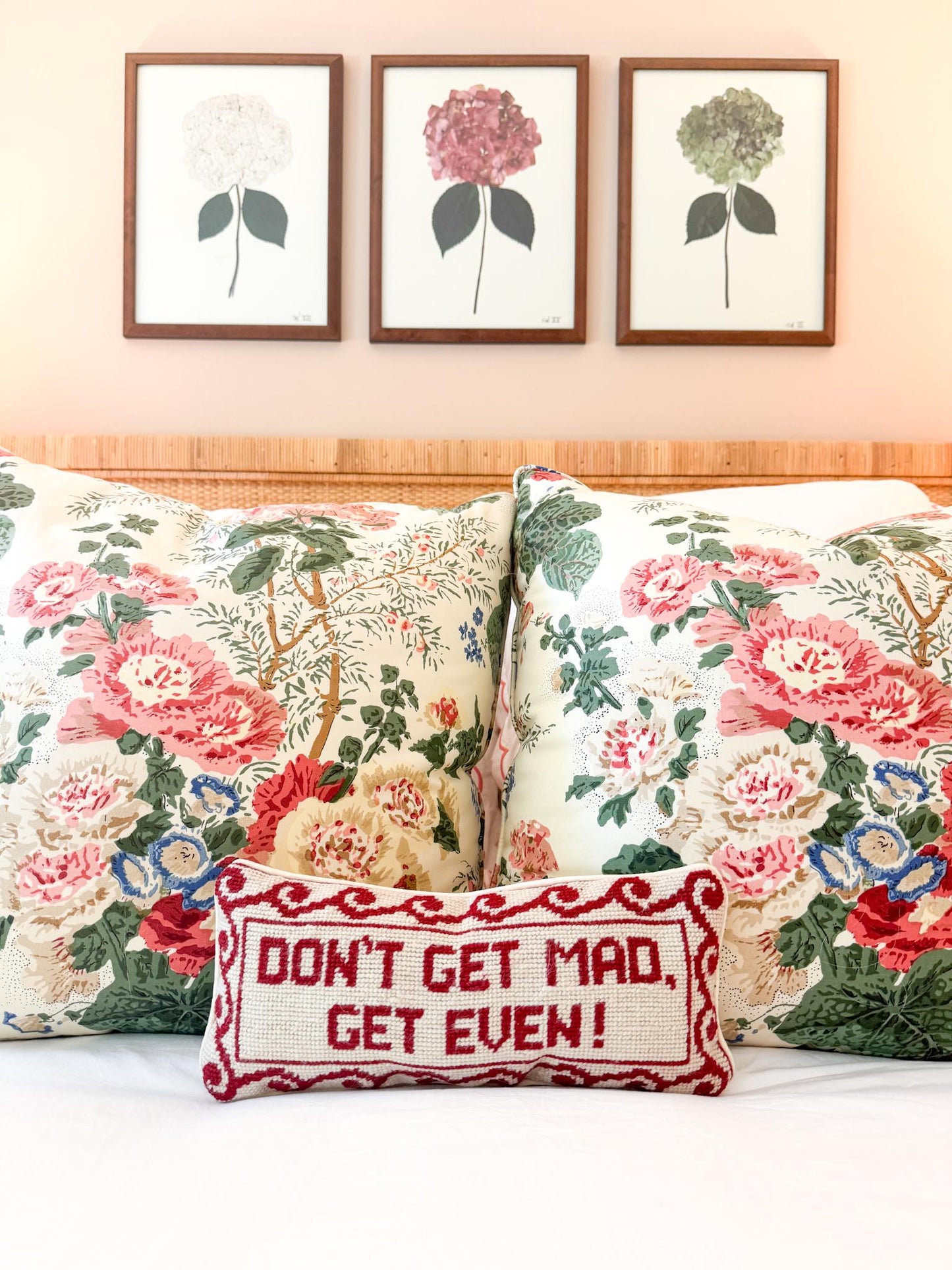 Vintage Needlepoint Pillow, Don't Get Mad Get Even