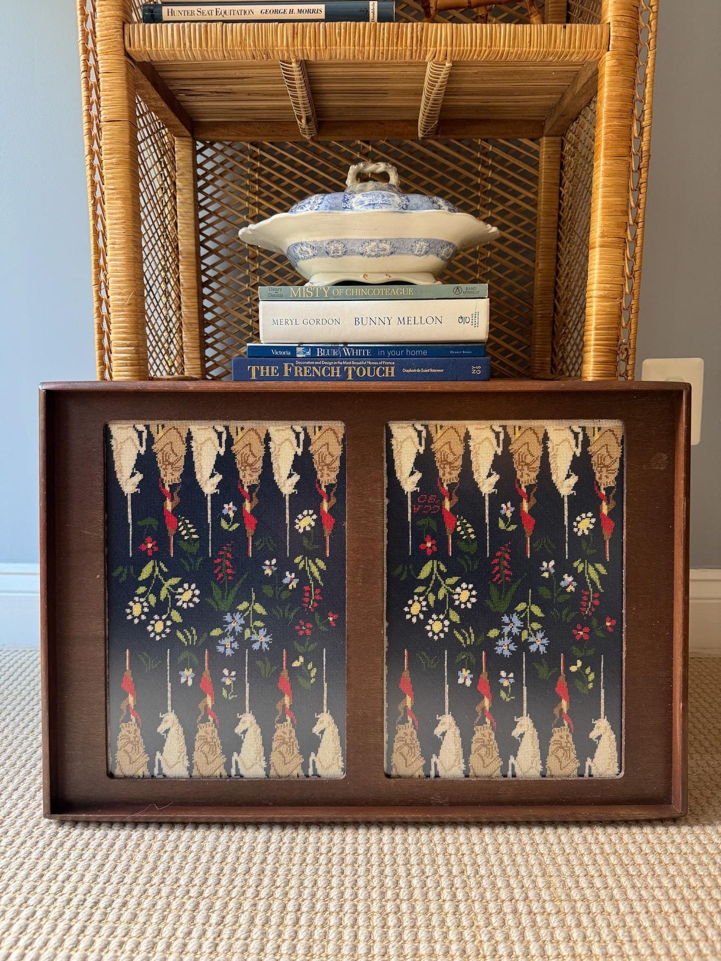 Vintage Handmade Needlepoint Backgammon Board