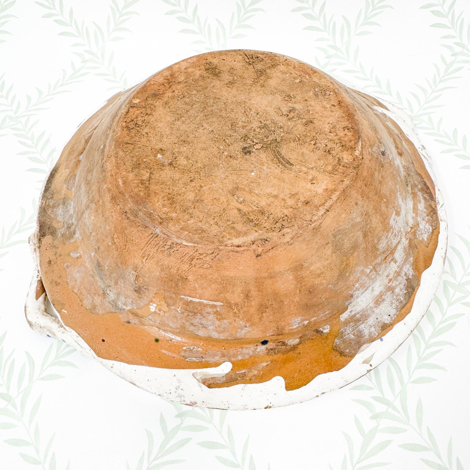 Vintage Handmade Blue and White Pottery Bowl