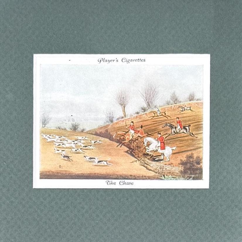 Framed Vintage Fox Hunt Cigarette Card c. 1938, The Chase