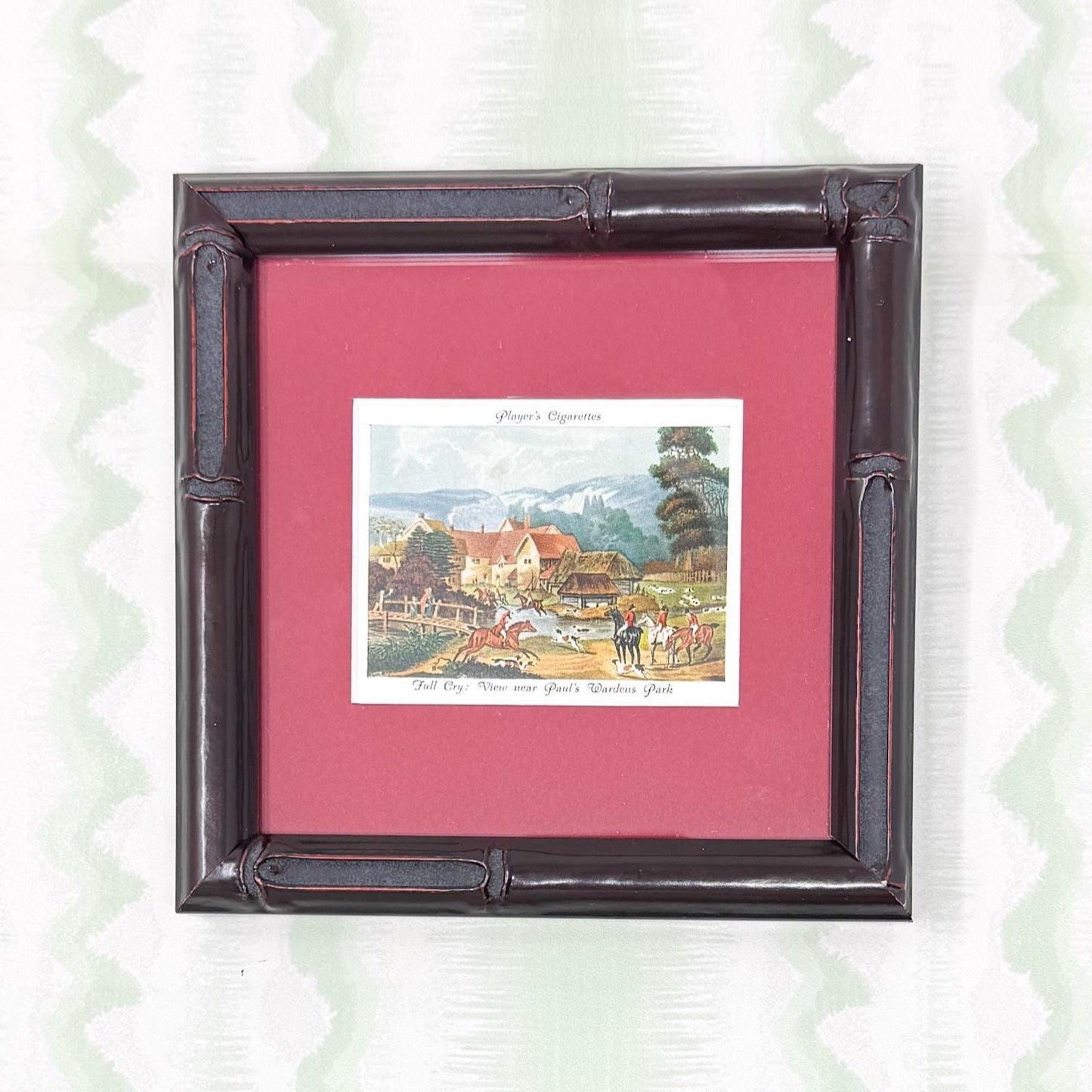 Framed Vintage Fox Hunt Cigarette Card c. 1938, Full Cry